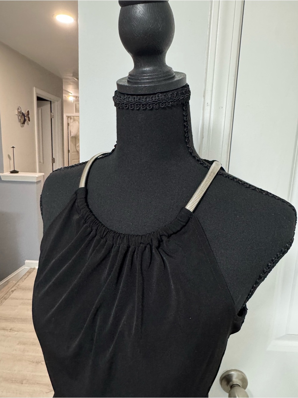 Michael Kors Black Halter Dress with Silver Strap Detail